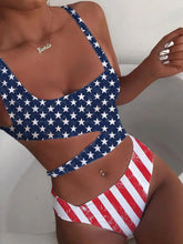 Womens Vintage American Flag Independence Day Design Beach Bikini